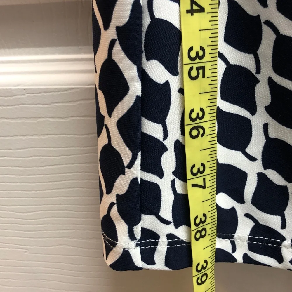 Lauren Ralph Lauren Navy and White Geometric Midi Dress